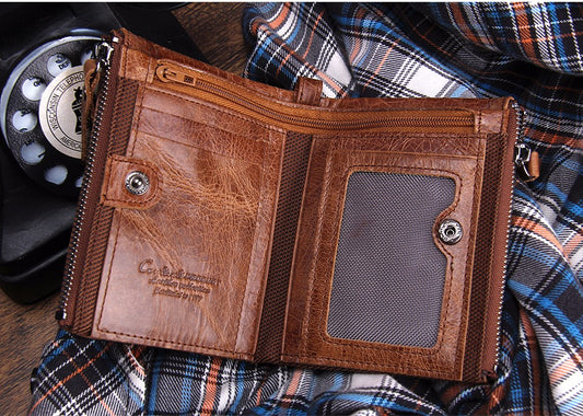 Genuine Crazy Horse Leather Men's Wallet