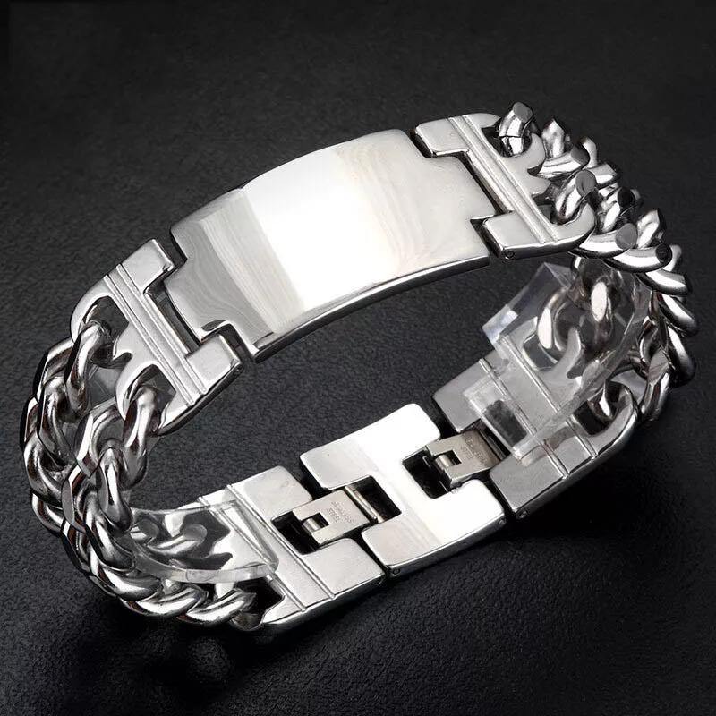 Stainless Steel Bracelet w/Engraving Plate - The BIG Boy Shop