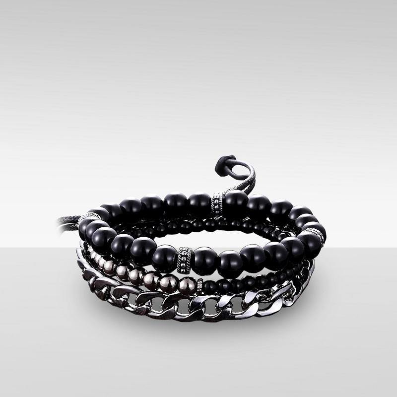 3 Piece Multilayer Bead Bracelet - The BIG Boy Shop