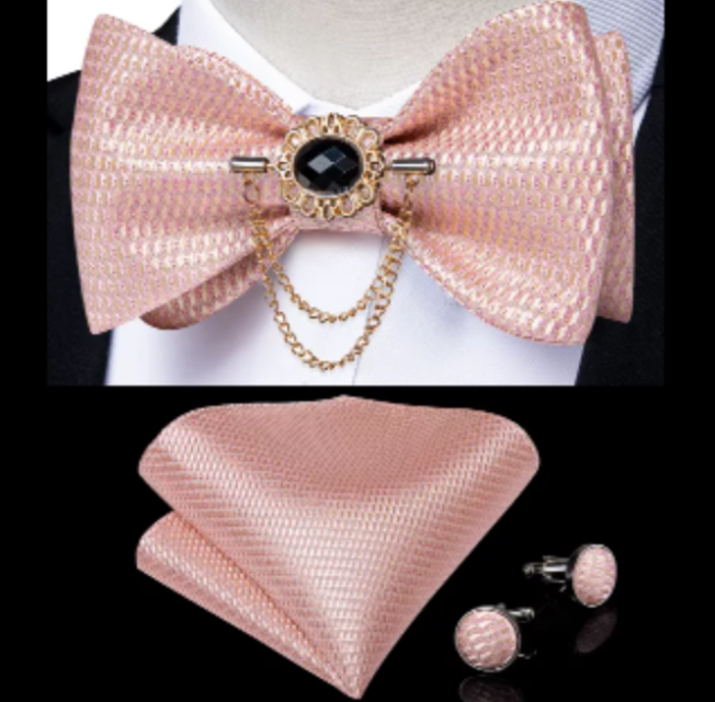 Silk bow-tie and cuff link set