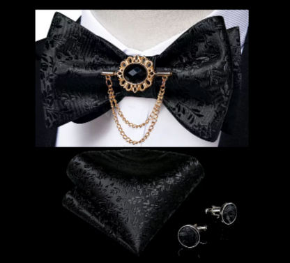 Silk bow-tie and cuff link set